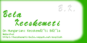 bela kecskemeti business card